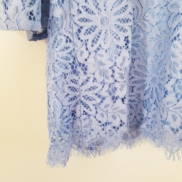 NANETTE Lepore Guipure Lace Blouse Keyhole Back Blue Size Medium - Picture 4 of 9